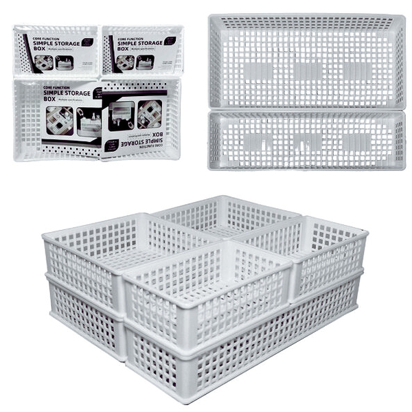 Cesto Organizador Plástico Branco - Kit 9 Peças