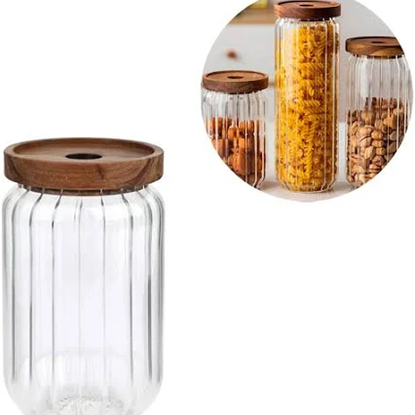 Pote Hermético 800ml de Borossilicato com Tampa de Bambu Genova