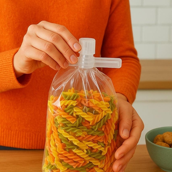 Clipe para Vedação com Tampa Rosada – Selador de Embalagens Plásticas para Alimentos