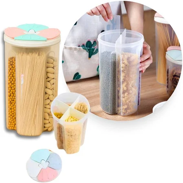 Pote Plástico 2800ml Com 4 Divisórias Armazenamento Alimentos